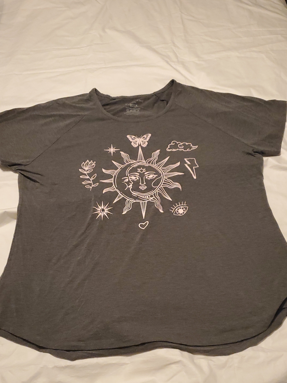 Warehouse One Size 2X Sun/Moon Graphic Short Sleeve Gray Tee